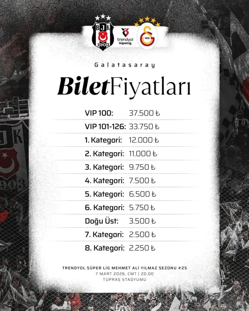 Beşiktaş - Galatasaray Derbisinin Bilet Fiyatları Cep Yakacak 2 Beşiktaş - Galatasaray Derbisinin Bilet Fiyatları Cep Yakacak