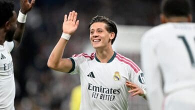 Real Madrid forması giyen Arda Güler, Şampiyonlar Ligi maçında gol sevinci yaşıyor