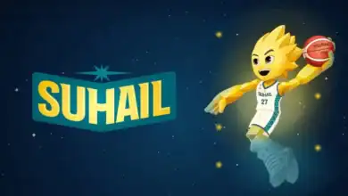 FIBA 2027 Basketbol Dünya Kupası maskotu Suhail'in kristal ve metalik detaylı tasarımı